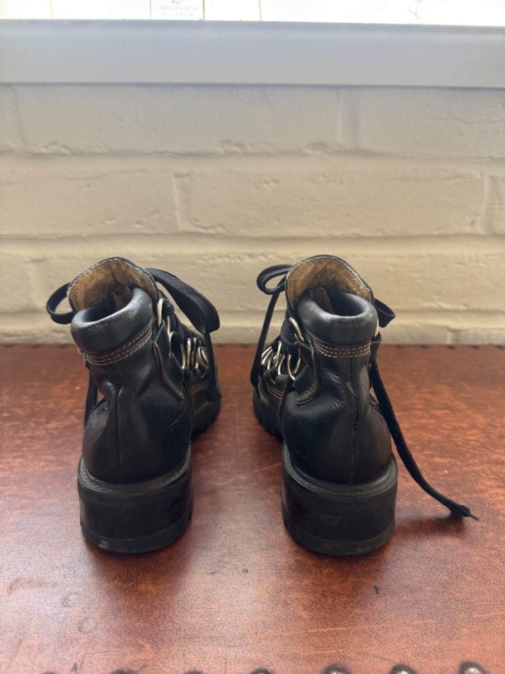 Vintage GBX Black Leather Ring Harness Combat Boots Y2K Grunge Size 6 - Picture 6 of 12